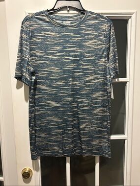 Reel Legends Blue and Cream Short Sleeve Performance Tee